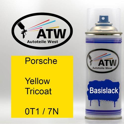 Porsche, Yellow Tricoat, 0T1 / 7N: 400ml Sprühdose, von ATW Autoteile West.